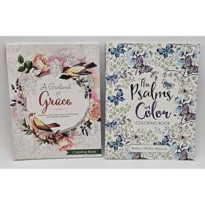 The Psalms in Color & A Garland Of Grace Adult Coloring Books Christian Art New